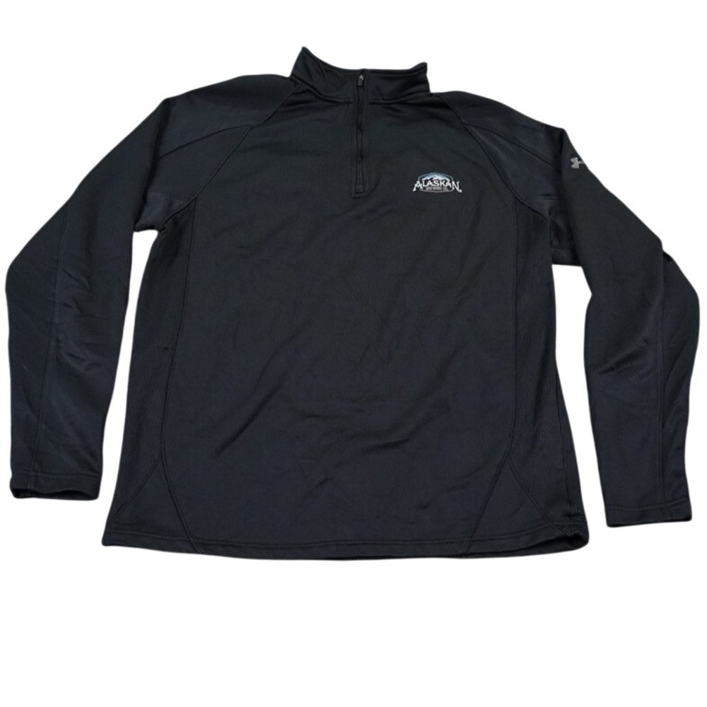 Under Armour Alaskan Brewing Co Pullover Mens Black Track Jacket 1/4 Zip Logo